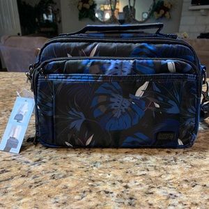 Blue and black lug scoop crossbody/ purse